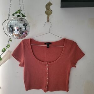 Women's Rust Button-Up Top